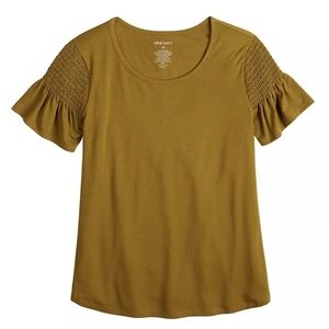 Nine West Yellow Flutter Sleeve Ruched Top